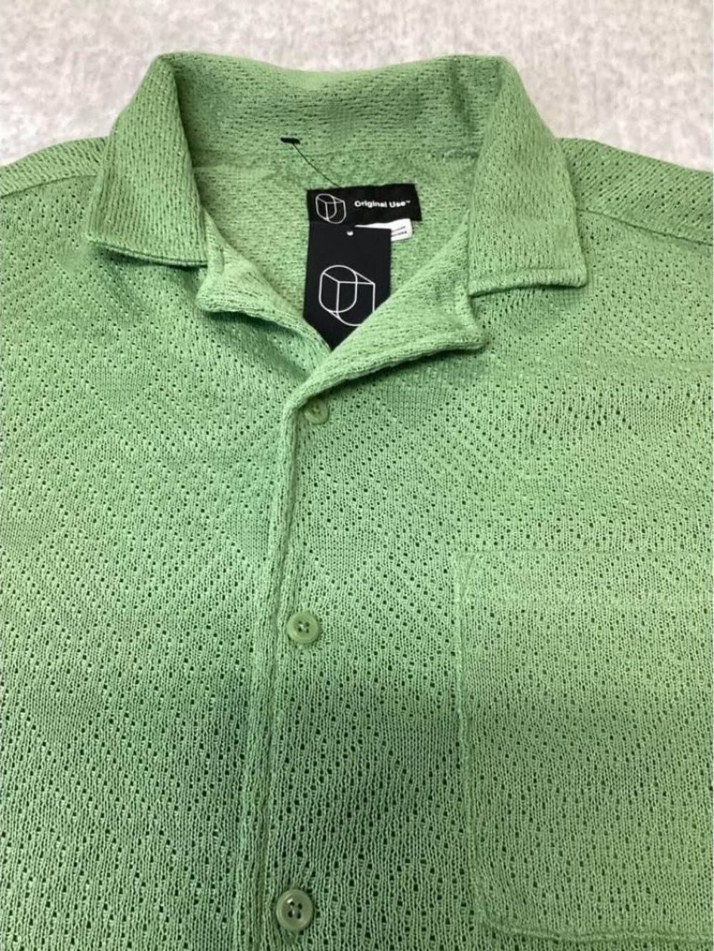 Men’s Short Sleeve Knit Button Down Shirt XL
